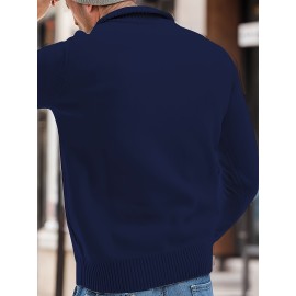 Cool Knitted Sweater For Men, Men's Casual Retro Half Zipper Pullover Knit Sweater Streetwear For Winter Fall, As Gifts