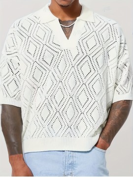 Men's casual sports fashion hollow knit top