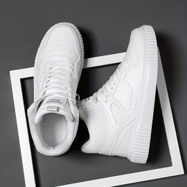 Men's Skate Shoes With Good Grip, PU Leather Lace-up Sneakers, Men's Footwear