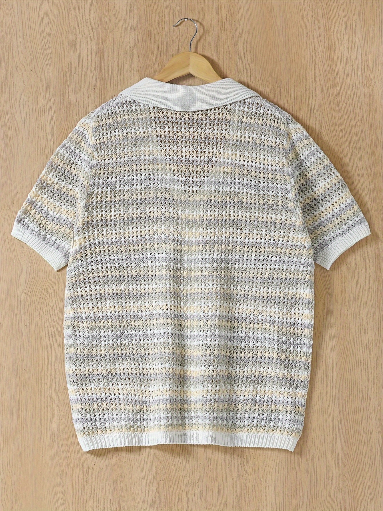 spring summer mens leisure sports fashion hollow knitted top details 0